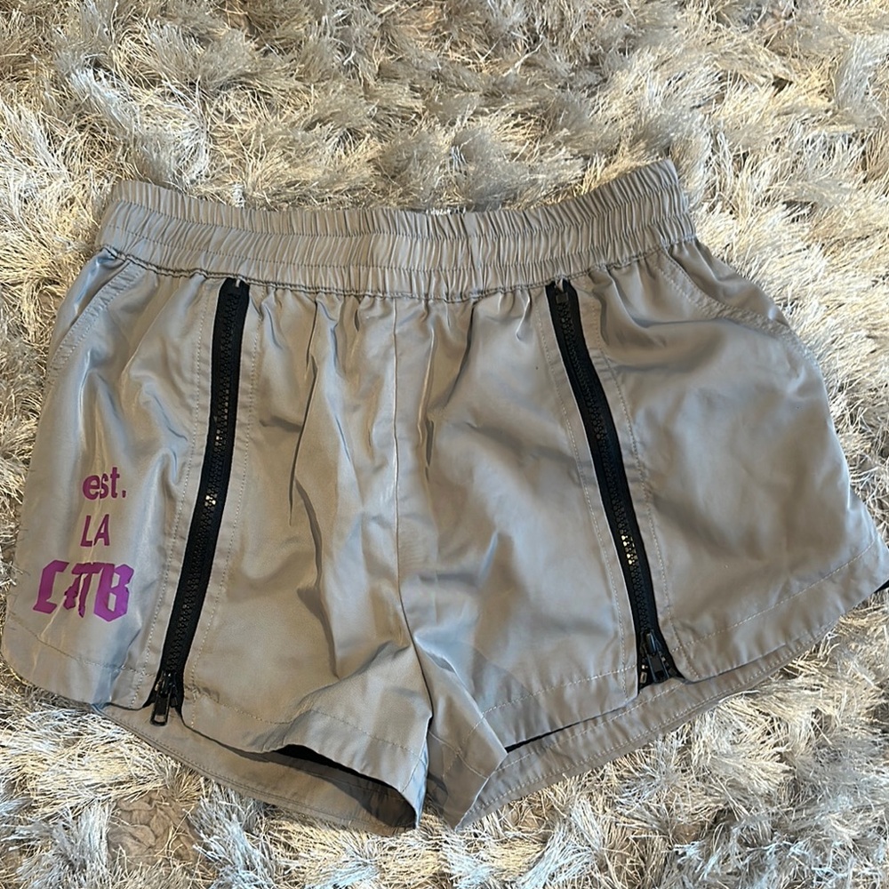 LF Gray Women's Shorts with Black Zippers